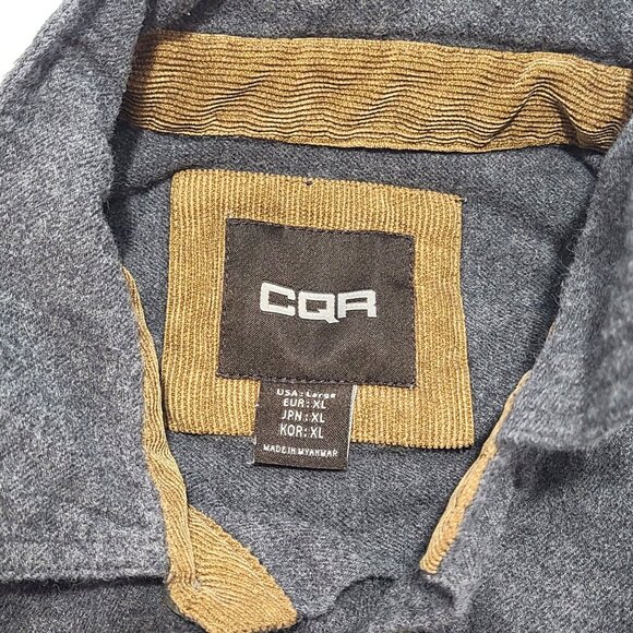 Men's Large CQR Flannel Button Down Gray Collar Casual Outdoor Shirt - Picture 3 of 9